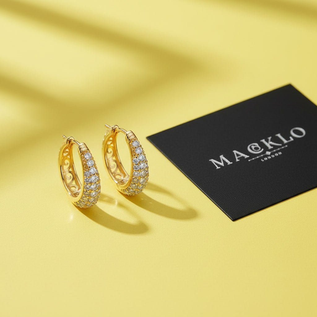 2ct Hollow Hoop Moissanite Earrings - D Color VVS1 Lightweight Large Rings - 925 Silver | Macklo London