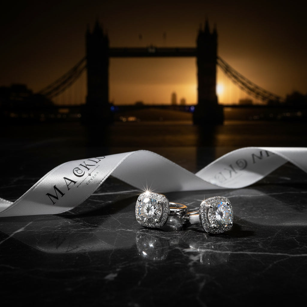 Moissanite Halo Hoop Earrings 2.18ct D Color VVS1 – 925 Sterling Silver – The Kensington Halo Hoops | Macklo London