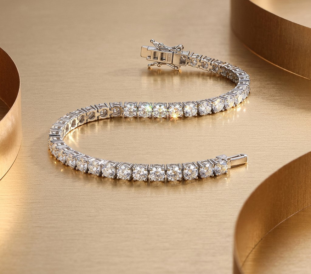 Moissanite Tennis Bracelet 3mm 4mm D Color VVS1 925 Sterling Silver – The Mayfair Tennis | Macklo London