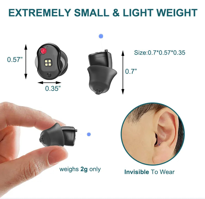 Rechargeable & Invisible Hearing Aid F20D1 , The Upgraded Version Stronger Suction Power