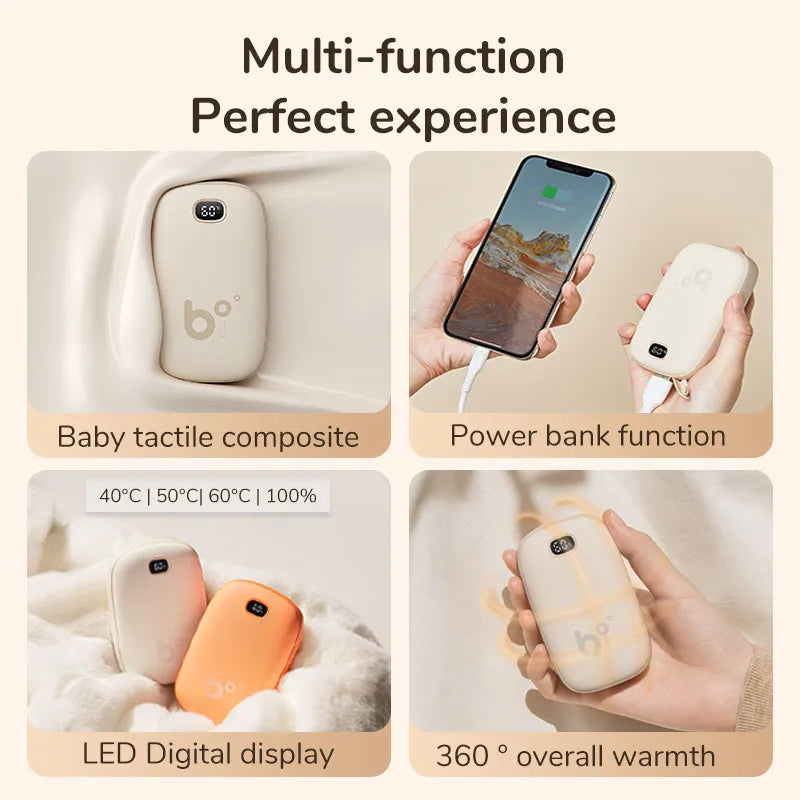 Rechargeable 3S Instant Heat Hand Warmer, Portable Electric Heater with USB Power Bank and LED Digital Screen
