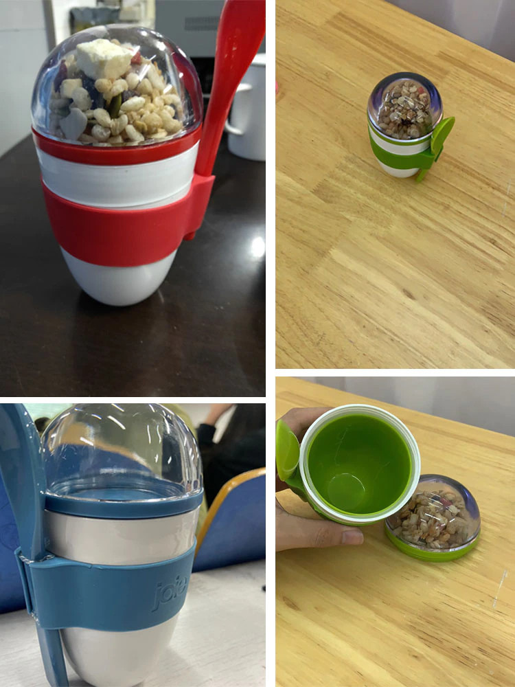 Portable Breakfast Cereal Cup With Lid Spoon Food Container