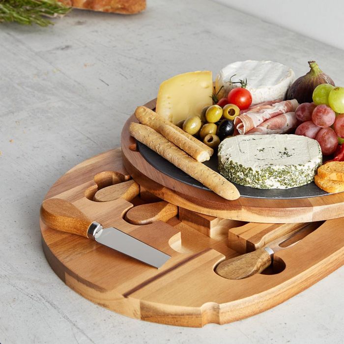 Bamboo Cheese Board Set with Knives