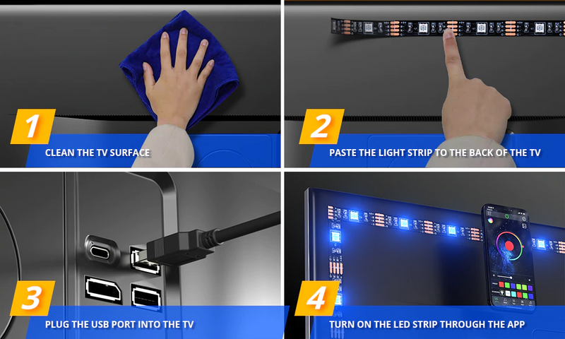 LED TV Backlight strip lights RGB Bluetooth APP control