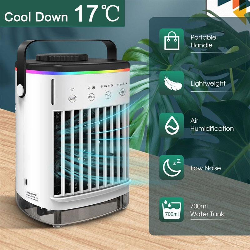 Portable Air Conditioner , Desktop Mini Split Air Cooler With Night Light , Fan Water Cooling And Conditioning For Room & Office