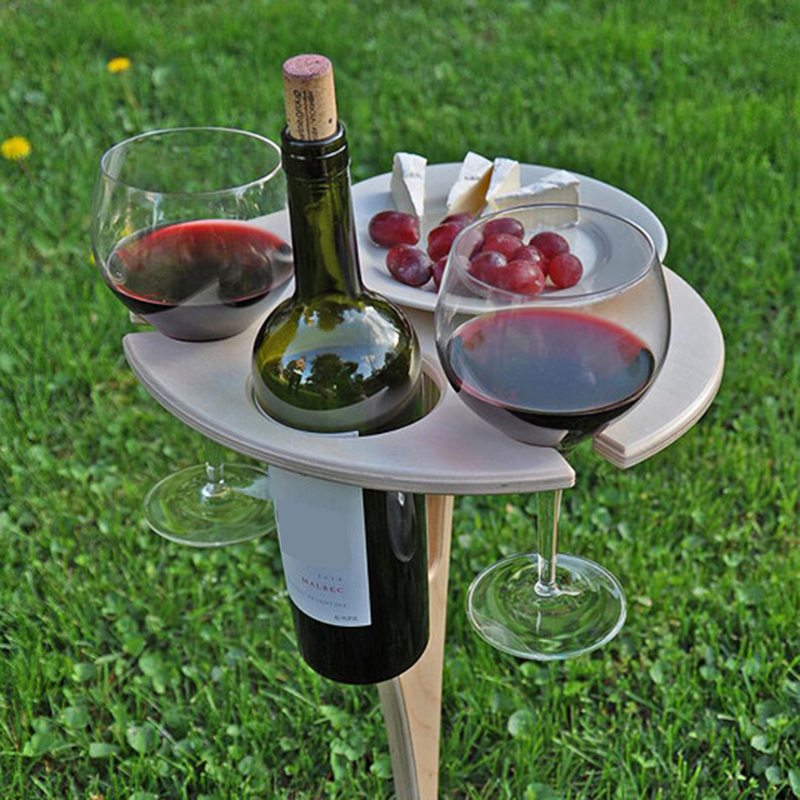 Outdoor Wine Table Portable Wooden Small Table