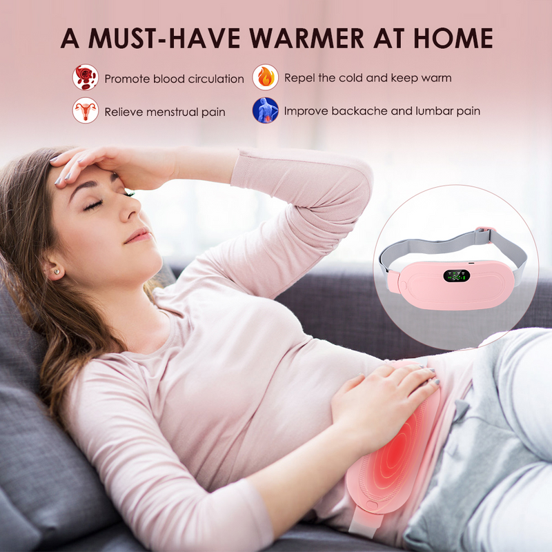 Period Pain Relief Heating Pad, Period Heating Belt & Menstrual Cramp Massager with 3 Heat Levels & 3 Massages Modes