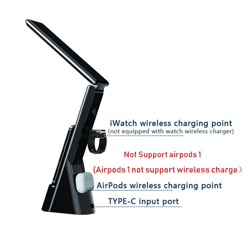 5 IN 1 Wireless Charger, With Desk Lamp & Digital Alarm Clock