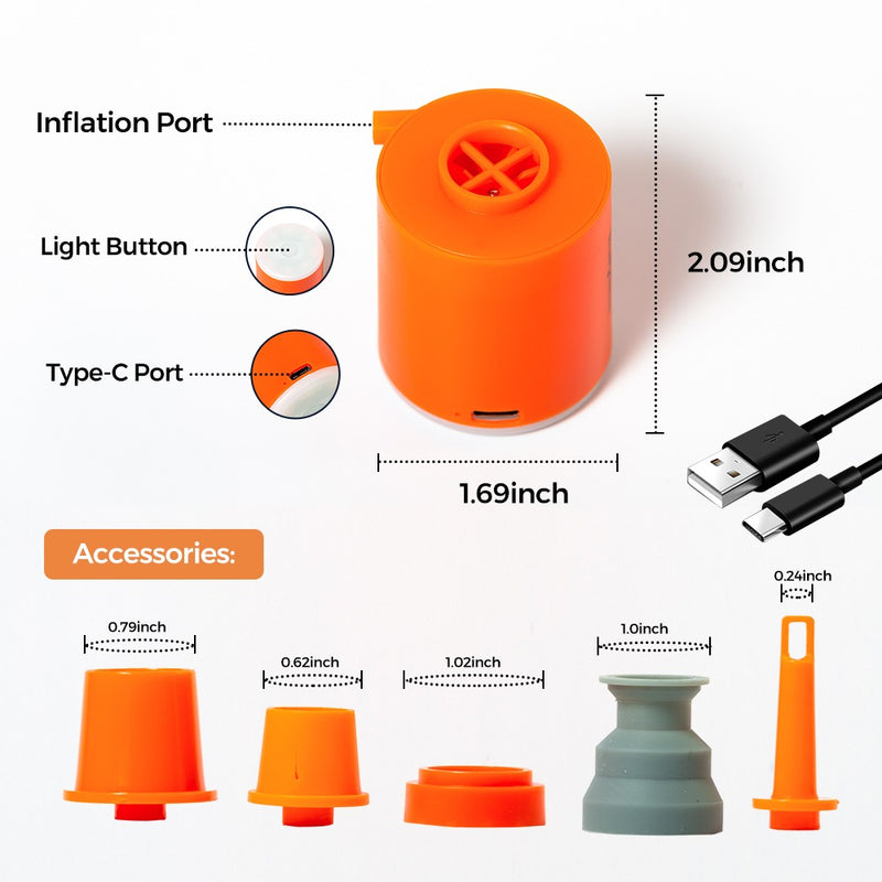 Mini Air Pump For Mattress Mat Camping Outdoor Portable Electric Inflator