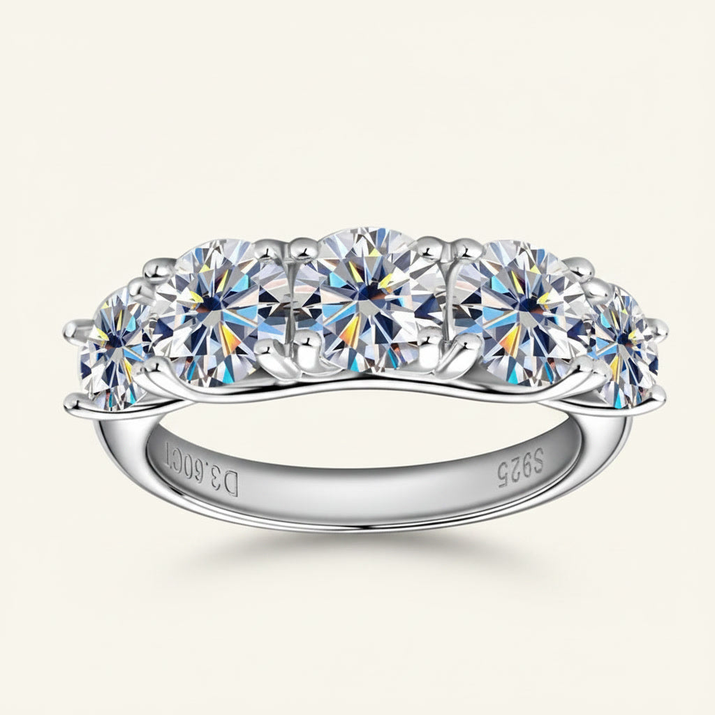 Moissanite Five Stone Engagement Ring 3.5ct D Color VVS1 – 925 Sterling Silver – The Westminster | Macklo London