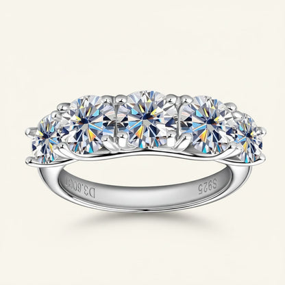 Five Stone Moissanite Engagement Ring 3.5ct - D Color VVS1 Diamond Alternative - 925 Sterling Silver | Macklo London