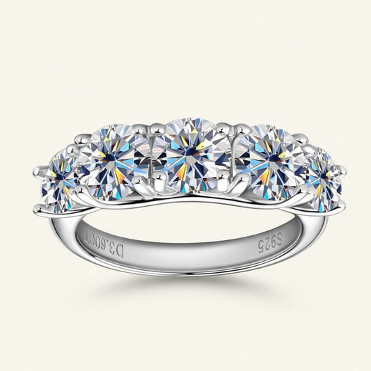 Moissanite Five Stone Engagement Ring 3.5ct D Color VVS1 – 925 Sterling Silver – The Westminster | Macklo London
