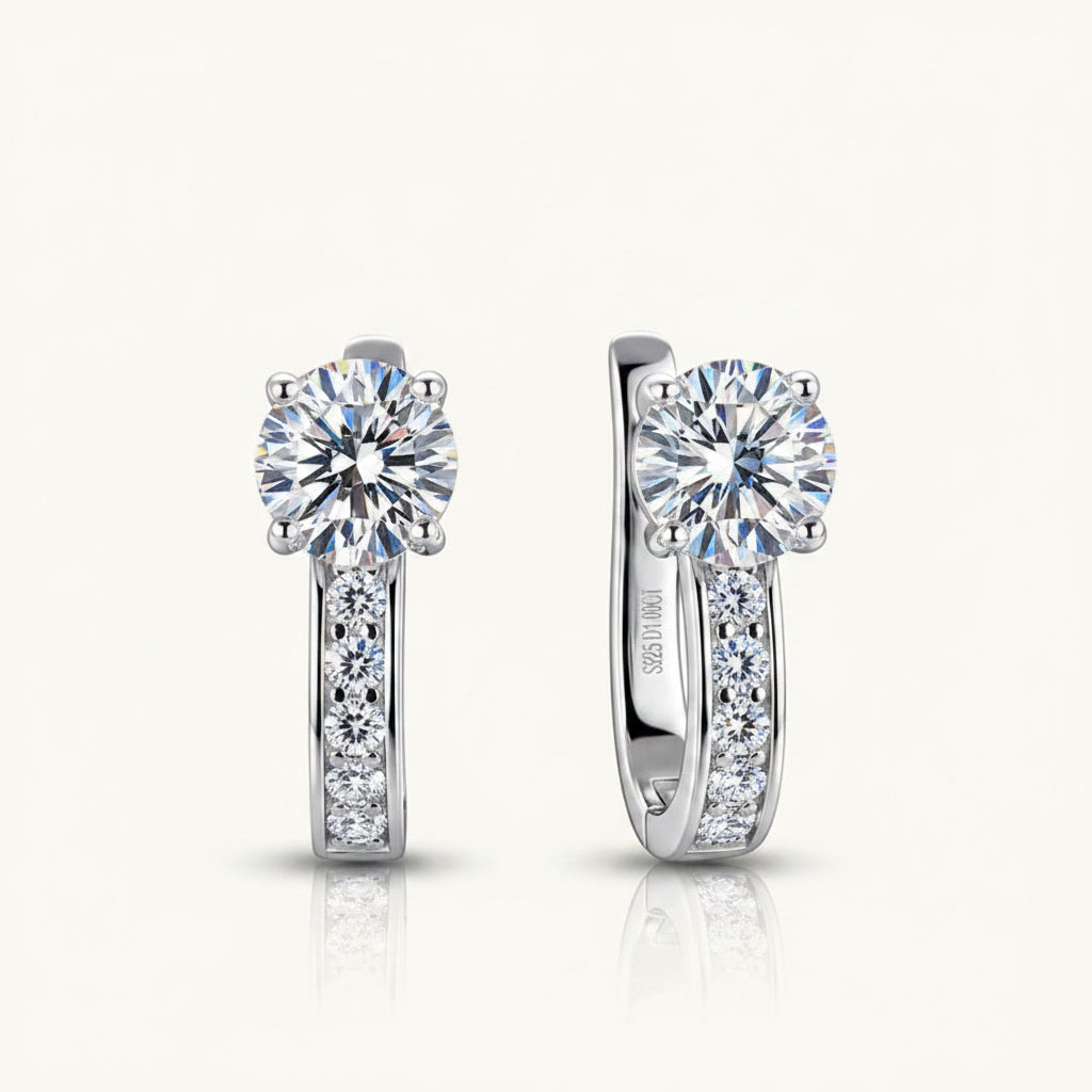 2ct U-Shaped Hoop Moissanite Earrings - D Color VVS1 Modern Geometric Studs - 925 Silver | Macklo London