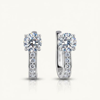 2ct U-Shaped Hoop Moissanite Earrings - D Color VVS1 Modern Geometric Studs - 925 Silver | Macklo London