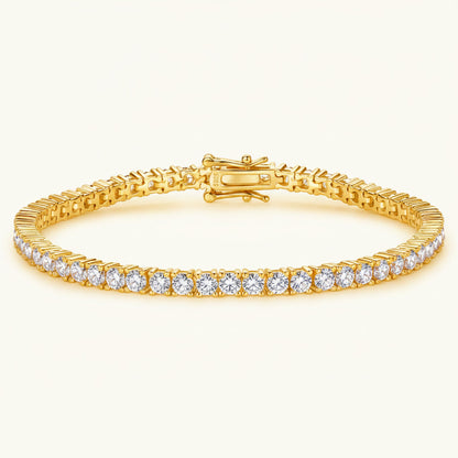 Moissanite Bracelet 5.6ct Tennis Chain 3mm – 14K Gold Plated 925 Silver