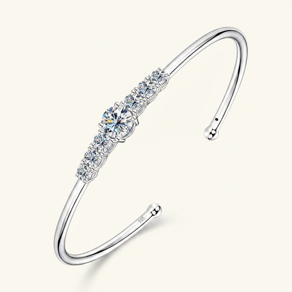 Moissanite Bracelet 3ct Sparkling Cuff – 925 Sterling Silver – Mayfair