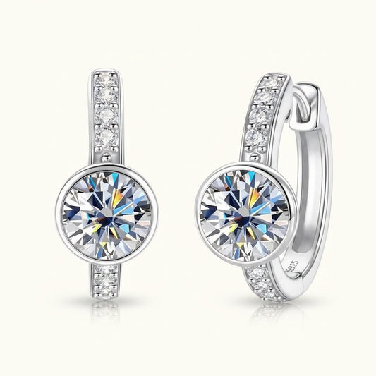 Moissanite Huggie Hoop Earrings 2ct D Color VVS1 925 Sterling Silver – The Mayfair Hoops