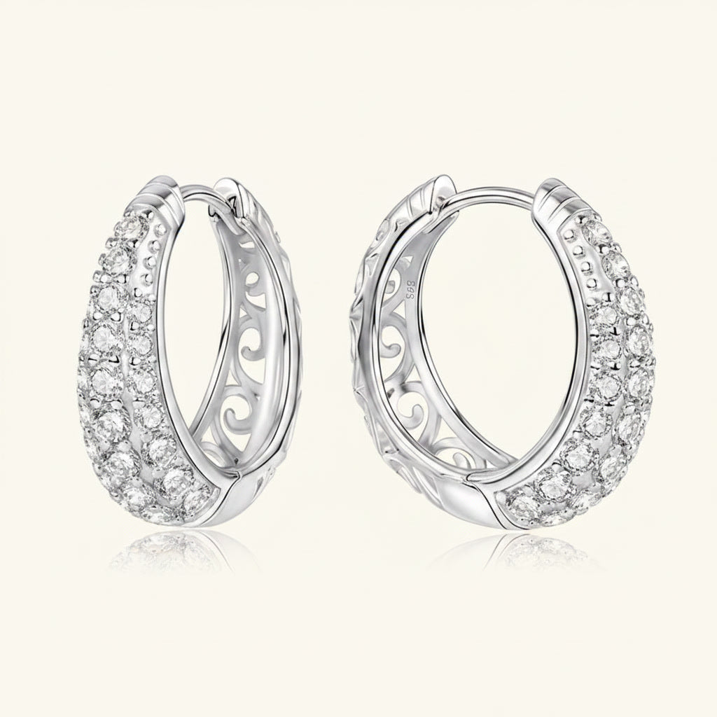 Moissanite Earrings 2ct Hollow Hoop – D Color VVS1 – 925 Sterling Silver