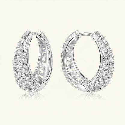 Moissanite Earrings 2ct Hollow Hoop – D Color VVS1 – 925 Sterling Silver