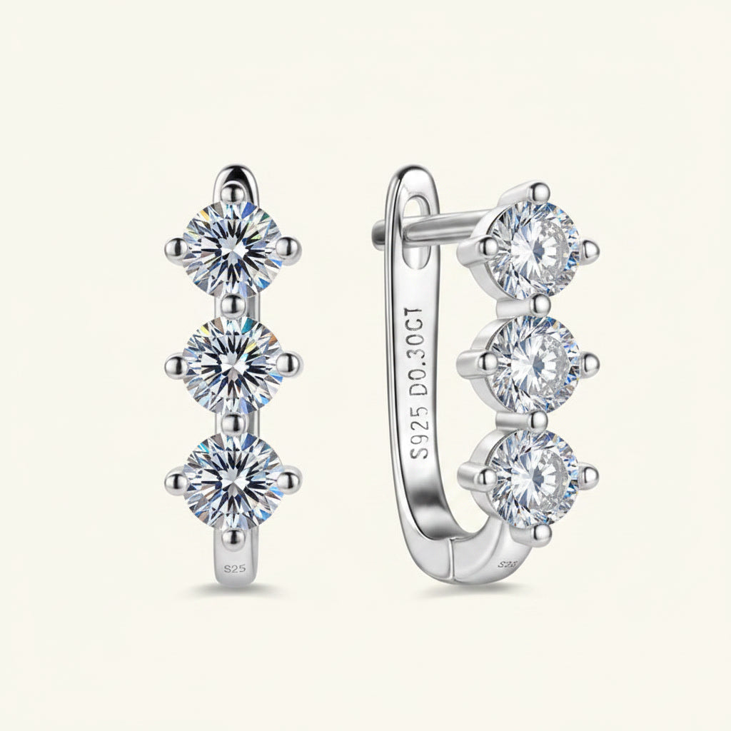 Moissanite Earrings 0.6ct U-Shape Hoop – D Color VVS1 – 925 Sterling Silver