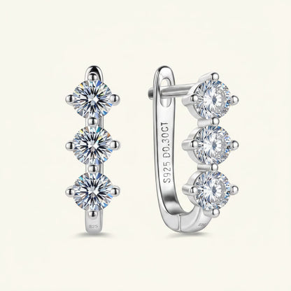 Moissanite Earrings 0.6ct U-Shape Hoop – D Color VVS1 – 925 Sterling Silver
