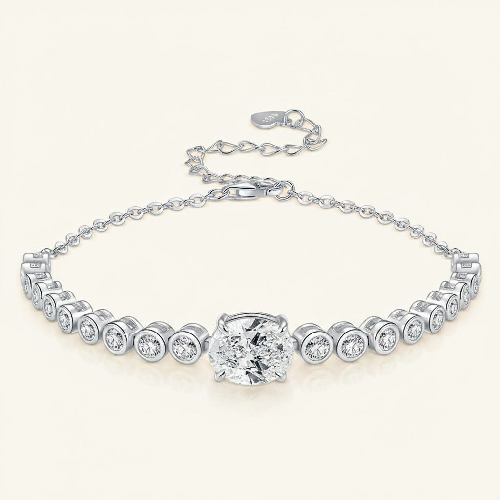 Moissanite Bracelet 3ct Oval Cut Bolo – 925 Sterling Silver – Mayfair