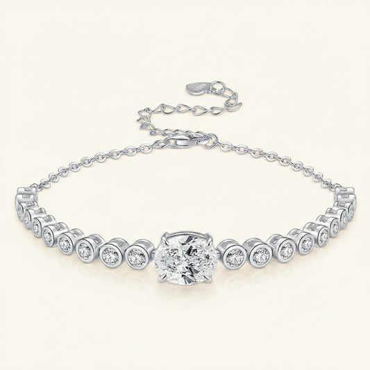 Moissanite Bolo Bracelet 3ct Oval Cut – 925 Sterling Silver – The Mayfair Bolo | Macklo London