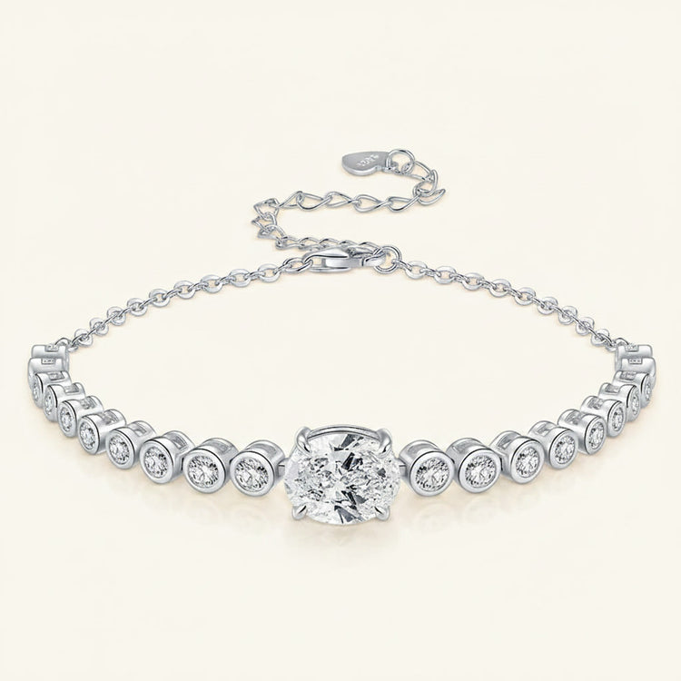 Moissanite Bolo Bracelet 3ct Oval Cut – 925 Sterling Silver – The Mayfair Bolo | Macklo London