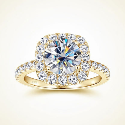 Moissanite Engagement Ring 2ct Square Halo – 8mm D Color VVS1 – 925 Sterling Silver