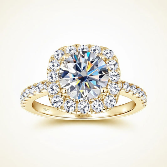 Moissanite Square Halo Ring 2ct 8mm D Color VVS1 – 925 Sterling Silver – The Belgravia Square | Macklo London
