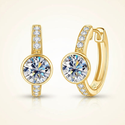 2ct Huggie Hoop Moissanite Earrings - D Color VVS1 Everyday Sleeping Studs - 925 Silver | Macklo London