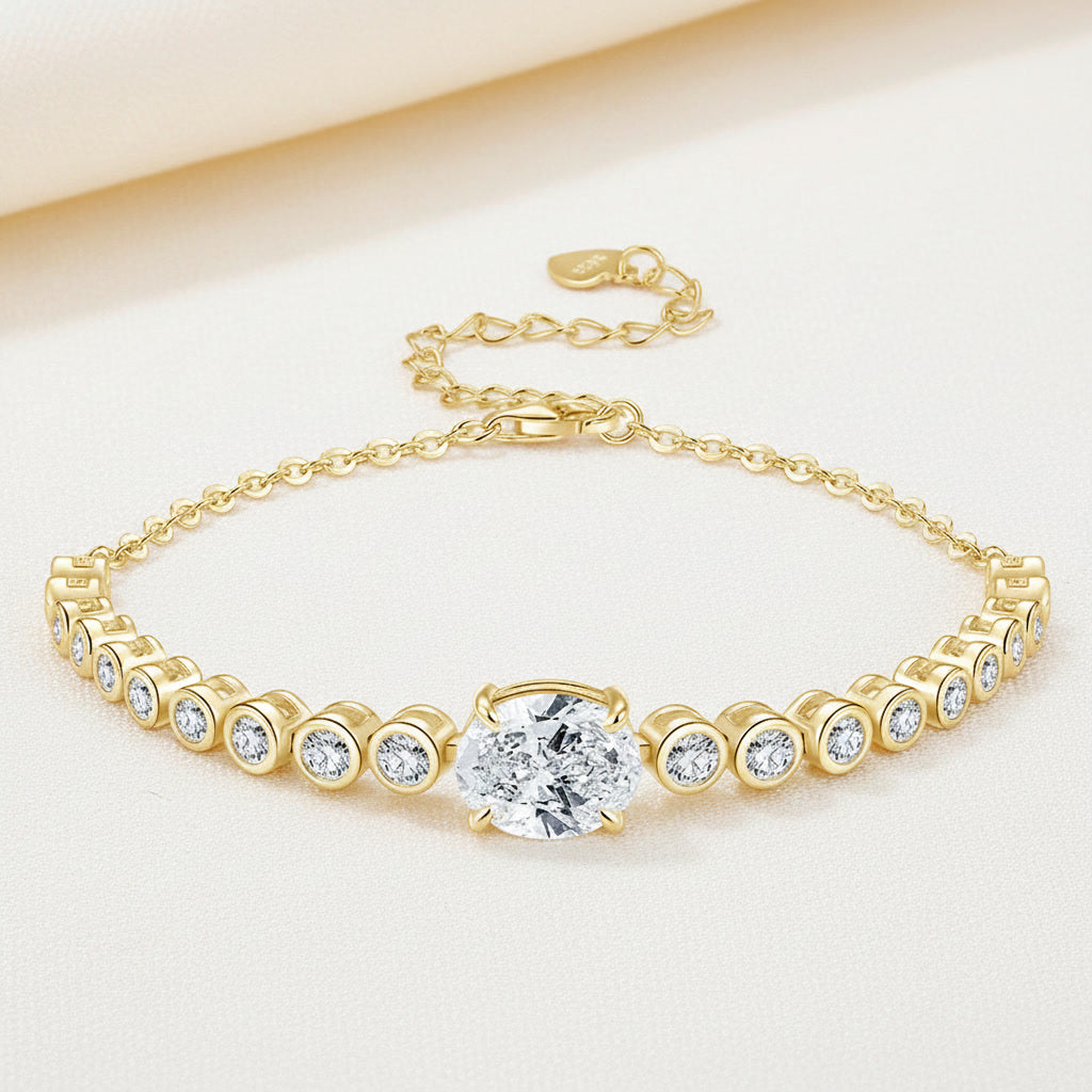 Moissanite Bracelet 3ct Oval Cut Bolo – 925 Sterling Silver – Mayfair