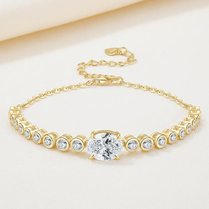 Moissanite Bracelet 3ct Oval Cut Bolo – 925 Sterling Silver – Mayfair