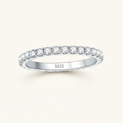 Moissanite Eternity Ring 2mm Full Pavé – 925 Sterling Silver – Belgravia