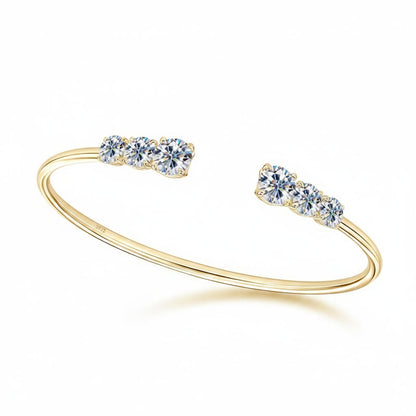 Moissanite Three Stone Bangle Bracelet 2.1ct – 925 Sterling Silver – The Kensington Bangle | Macklo London