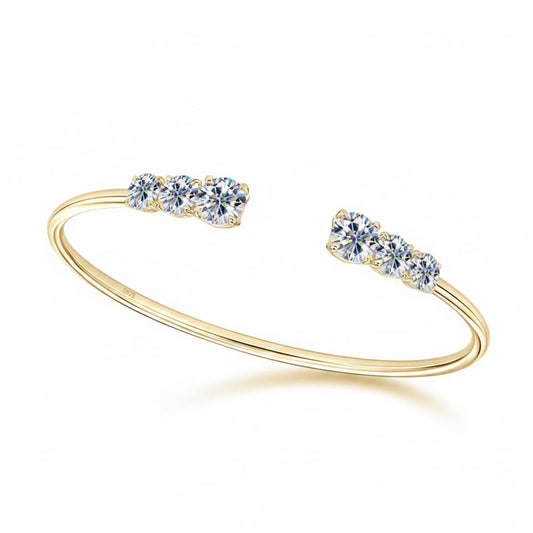 Moissanite Three Stone Bangle Bracelet 2.1ct – 925 Sterling Silver – The Kensington Bangle | Macklo London