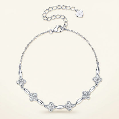 Moissanite Flower Charm Bracelet – 0.5ct 14K Gold Plated, 925 Sterling Silver – The Mayfair Flower | Macklo London