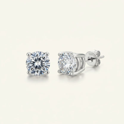 Moissanite Earrings 0.3ct to 2ct Studs – D Color VVS1 – 925 Sterling Silver