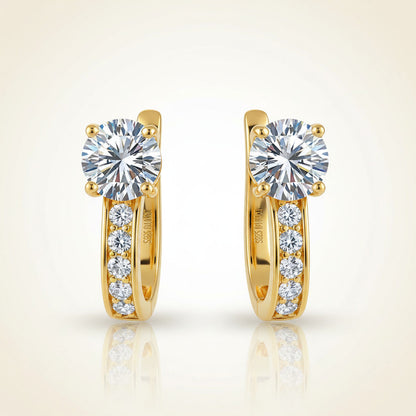 2ct U-Shaped Hoop Moissanite Earrings - D Color VVS1 Modern Geometric Studs - 925 Silver | Macklo London