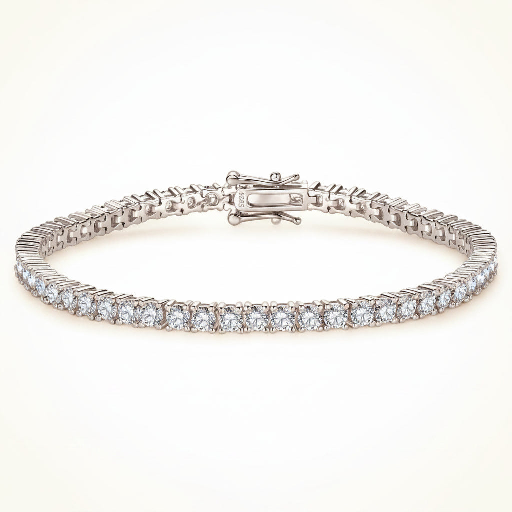 Moissanite Bracelet 5.6ct Tennis Chain 3mm – 14K Gold Plated 925 Silver