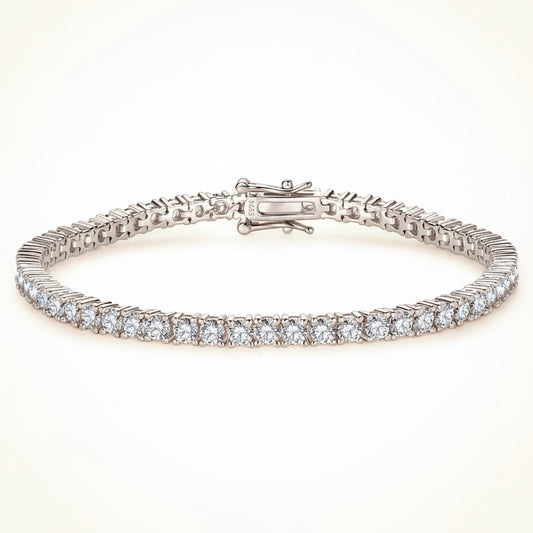 Moissanite Tennis Chain Bracelet 5.6ct 3mm – 14K Gold Plated 925 Silver – The Mayfair Tennis Chain | Macklo London