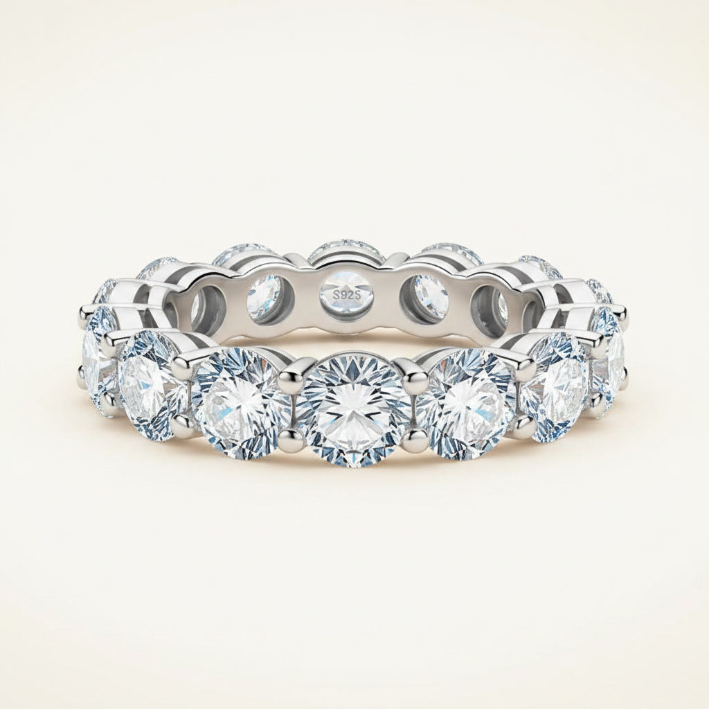 Moissanite Tennis Eternity Ring 5mm Full Pavé – 925 Sterling Silver Band