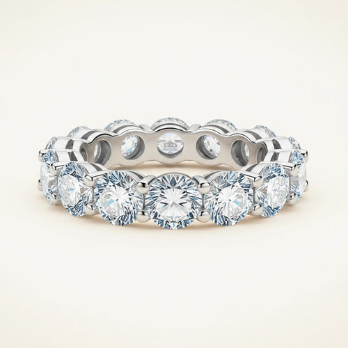 5mm Full Pavé Moissanite Tennis Eternity Ring - Luxury Heavy Wedding Band - 925 Silver | Macklo London