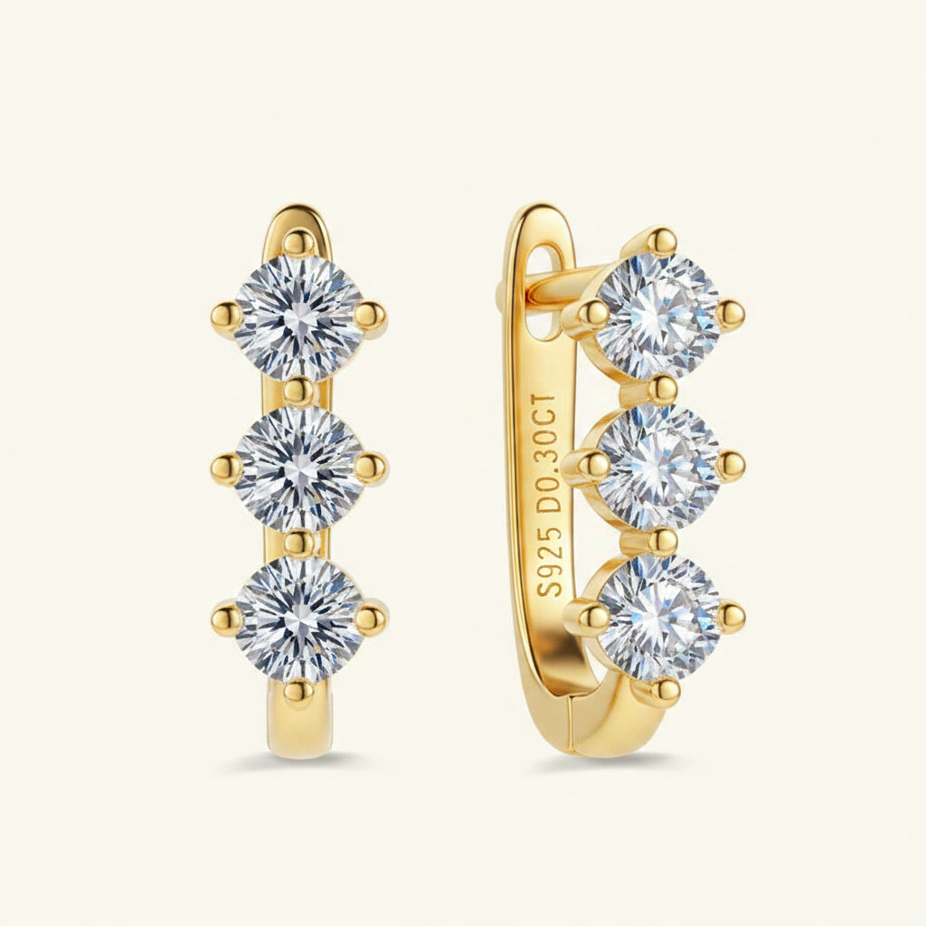 Moissanite Earrings 0.6ct U-Shape Hoop – D Color VVS1 – 925 Sterling Silver