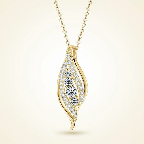0.56ct Petite Curved Moissanite Necklace - D Color VVS1 Dainty Arc Pendant - 925 Silver | Macklo London