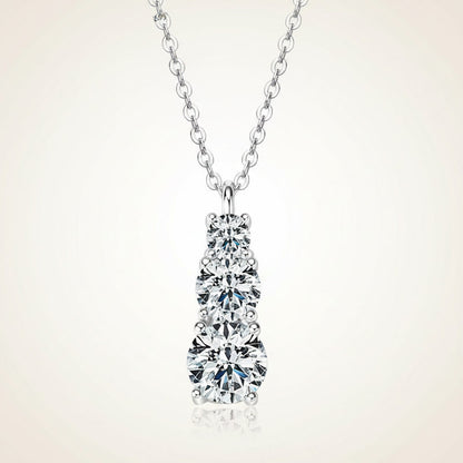 Moissanite Necklace 1.8ct Three Stone Pendant – 925 Sterling Silver – Kensington