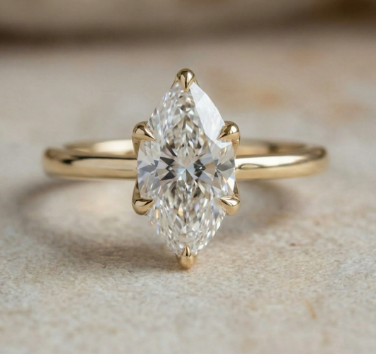 Marquise Moissanite Engagement Ring (1–3CT) – Diamond Look, VVS1 D Color, 925 Sterling Silver | Macklo London