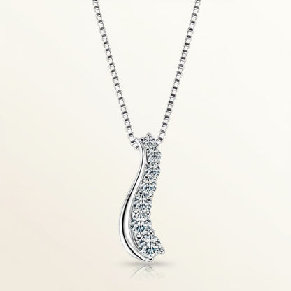 Mayfair Curved Moissanite Pendant Necklace - D Color VVS1 Arched Bib Design - 925 Silver | Macklo London