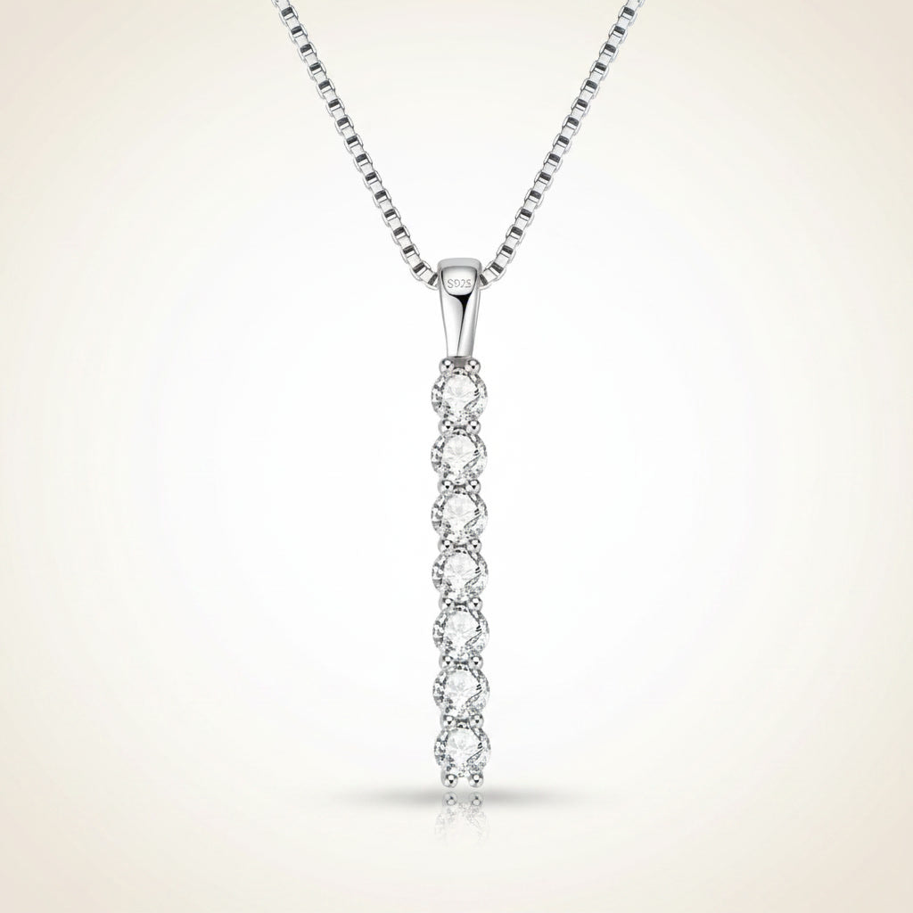 Moissanite Necklace 2ct Bar Pendant – 925 Sterling Silver – Mayfair