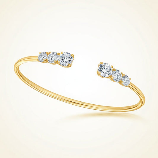 Moissanite Three Stone Bangle Bracelet 2.1ct – 925 Sterling Silver – The Kensington Bangle | Macklo London